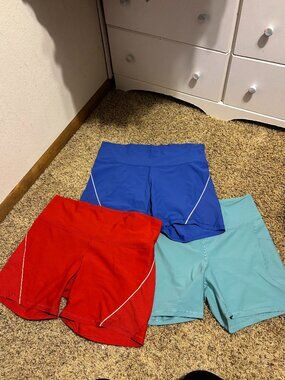 Old Navy Active Powersoft High Rise Bike Shorts Women's 2X Lot of 3 Red Blue Aqu
